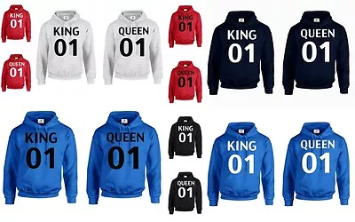 Buy KING QUEEN 01 FRONT OR BACK HOODIE JUMPER Funny Valentine Couple Matching (HOOD) • 14.99£