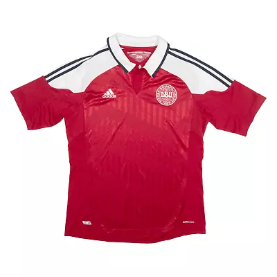 Buy ADIDAS 2012 Denmark Home Kit Mens Football Shirt Jersey Red Collared L • 31.99£