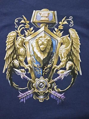 Buy Vintage WORLD OF WARCRAFT Crest Of The Alliance T-Shirt Men's 3XL Navy Hanes Tee • 33.13£