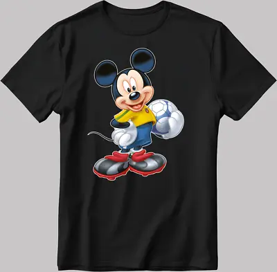 Buy Mickey Mouse Footballer Short Sleeve White-Black Men's / Women's T Shirt N538 • 11£
