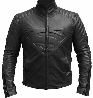 Buy Superman Man Of Steel Smallville Black Leather Jacket Costume • 79.99£