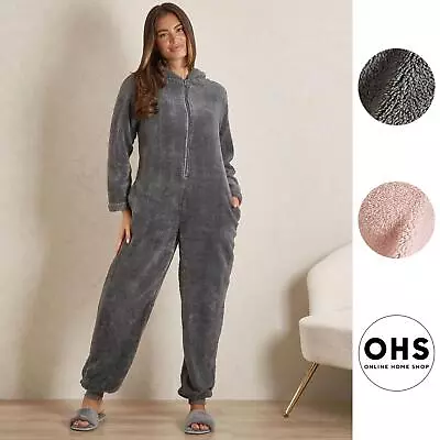 Buy OHS Teddy Fleece 1Onesie Jumpsuit Hoodie Adults Zip Sleep Pyjamas Warm Nightwear • 12.99£