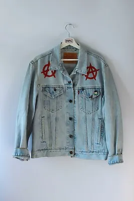 Buy Levis Denim Trucker Jacket Punk Hardcore Anarchy Hand-Painted Vintage RARE M  • 69.99£
