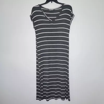 Buy Hive And Honey Maxi T Shirt Dress Gray White Striped Lightweight Soft • 23.70£