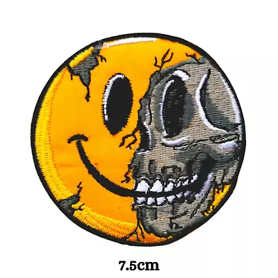 Buy Yellow Skull Biker Rider Jacket Shirt Badge Iron On Sew On Embroidered Patch • 2.39£