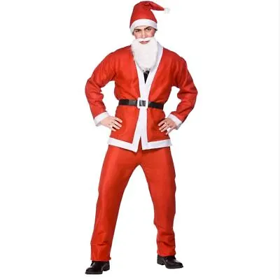 Buy NEW Budget 5pc Santa Claus Suit Christmas Santa Run Fancy Dress Costume • 12.99£
