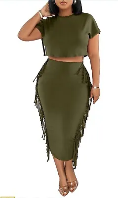 Buy Sexy Summer Two Piece Sets For Women Crop Top And Midi Skirt A015 • 19.30£