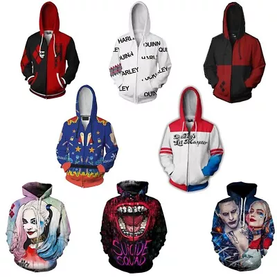 Buy Suicide Squad 2 Harley Quinn 3D Hoodie Jacket Sweatshirts Coat Superhero Costume • 17.40£