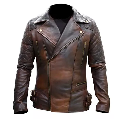 Buy Mens Biker Brando Real Leather Motorbike Classic Biker Jacket UK • 83.99£