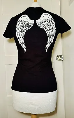 Buy WALKING DEAD Black T-shirt With Daryl Dixon Wings On Back • Size UK S • Women’s • 2.99£