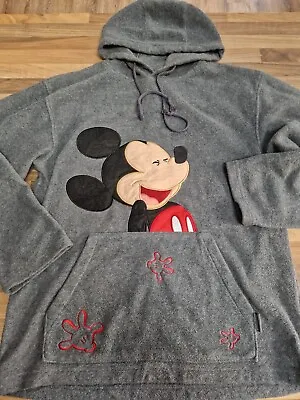 Buy Vintage Disney Mickey Mouse Grey Fleece Hoody Disneyland Paris Mens Medium • 12£