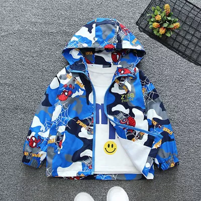 Buy Kids Spider-Man Boys Camouflage Baseball Uniform Hooded Top Jacket Windbreaker • 11.99£