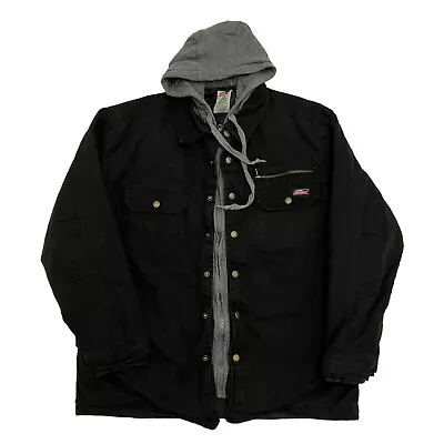Buy Dickies Duck Shirt Jacket Quilt Lined Black Mens L Canvas Hooded Full Zip • 39.99£