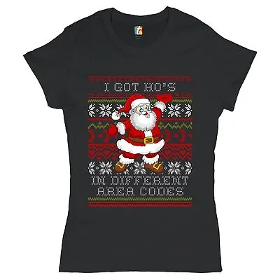 Buy I Got Ho's In Different Area Codes T-Shirt Santa Claus Ugly Sweater Women's Tee • 16.16£