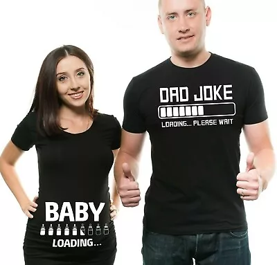 Buy Pregnancy Funny Couple T-shirts Baby Loading Dad Joke Maternity Matching Shirts • 37.88£