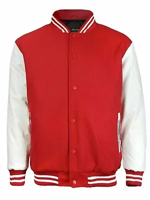 Buy Classic RED Varsity Wool Jacket Men Fashion College Baseball 320GSM UK STOCK • 46.99£