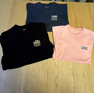 Buy 3 Vans T-shirts, Size Mens Small, 1 Navy Blue, 1 Pink, 1 Black • 20£