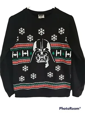 Buy Star Wars Boys Darth Vader Christmas Crewneck Sweatshirt Black L Great Cond • 16.09£