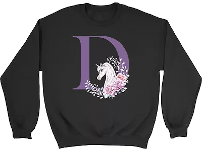 Buy Initials Unicorn Animal - D Kids Childrens Jumper Sweatshirt Boys Girls Gift • 12.99£