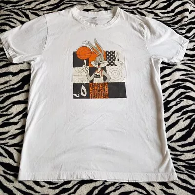 Buy Space Jam T Shirt White Top Buggs Bunny Cartoon Print Size XL Mens Unisex • 4.99£