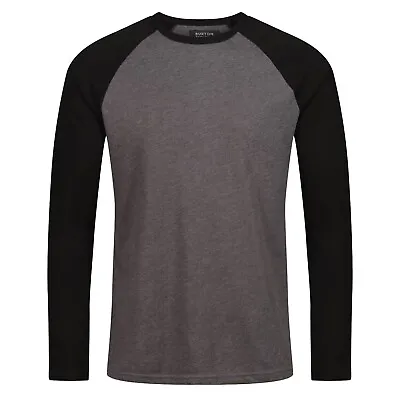 Buy Mens T Shirts Burton Long Sleeve Crew Round Neck Casual Tees Plain Top Cotton • 7.99£