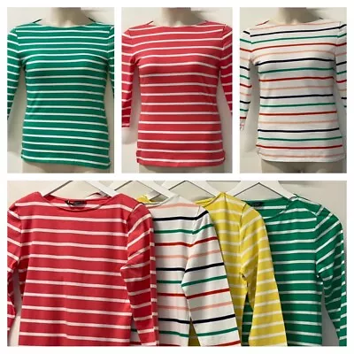 Buy MARKS & SPENCER Ladies Fitted 3/4 Sleeve Striped Slash Neck Tops Sizes 6-24 • 7.95£