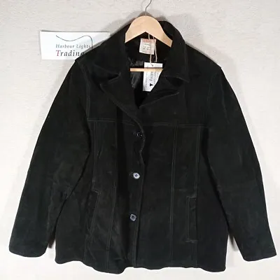 Buy Claire Neuville Coat/Jacket Suede/Leather Black Pus Size 20 Vintage Retro • 29.99£