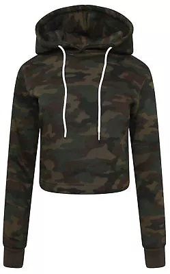 Buy Women's Ladies Girls Crop Top Hoodie Plain Pullover Sweatshirts Hoodies Jumpers • 6.99£