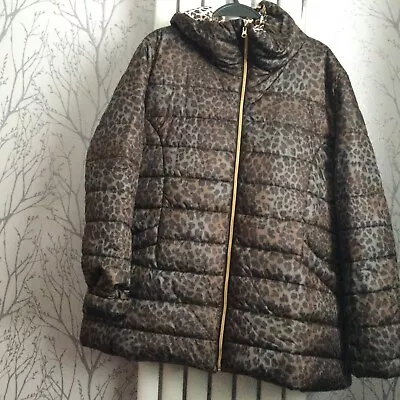 Buy Avon Women's Puffer Jacket Size 18/20 Brown Grey Animal Print Lined Used F1 • 4.99£