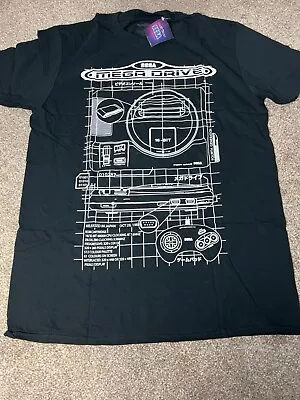 Buy Sega Mega Drive T Shirt Black Graphic Gaming T Shirt Oversized Hipster Large • 40£