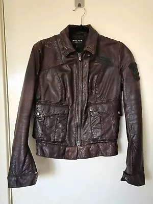 Buy Leather Jacket For Women Size M Colour Brown/  Brand POLICE Good Condition  • 40£