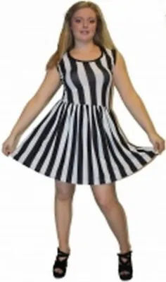 Buy Insanity Black/white Striped Dress, Alternative, Retro Clothing, Official Merch • 10£