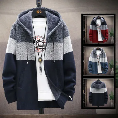 Buy Mens Fleece Lined Hoodie Winter Thick Warm Zip Up Coat Jacket Sweatshirt Tops • 15.97£