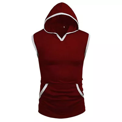 Buy Mens Gym Sleeveless Hoodie Fitness Sports Muscle Hooded Vest T-Shirt Tank Tops • 15.02£