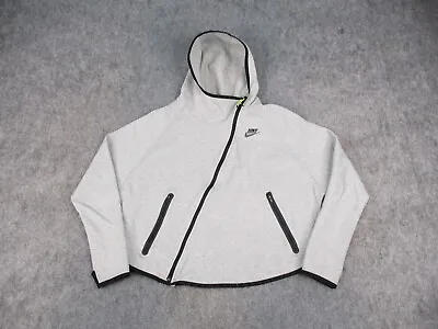 Buy Nike Hoodie Womens Large Gray Tech Fleece Thumb Holes Cropped Full Zip Jacket • 25.57£