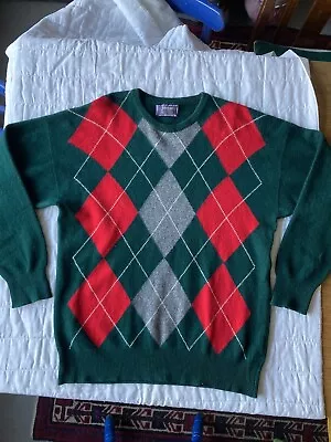 Buy Johnstons Of Elgin 100% Lambswool Argyle Red Green Non Tacky Christmas Jumper XL • 55£