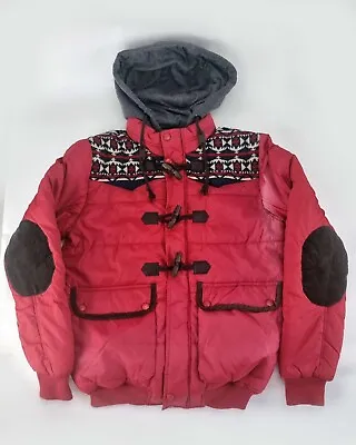 Buy Brave Sole Red Padded Men's Hooded Winter Jacket/Coat Size Small (S) • 14.99£