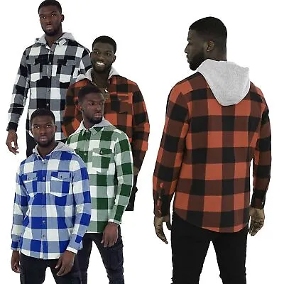 Buy Mens Check Lumberjack Cotton Hooded Hoodie Casual Work Shirt Top Brave Soul • 15.99£