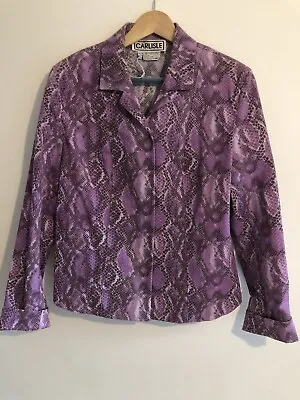Buy Womens CARLISLE Purple Snake Print / Look Smart Short Jacket Uk 12 • 4.99£