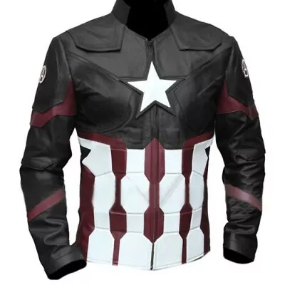 Buy Captain America Civil War Black Leather Jacket Costume • 77.09£