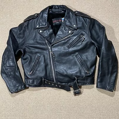 Buy VINTAGE Schott Durojac Leather Jacket Mens 46 XL Harley Davidson Biker Patch 80s • 171.99£