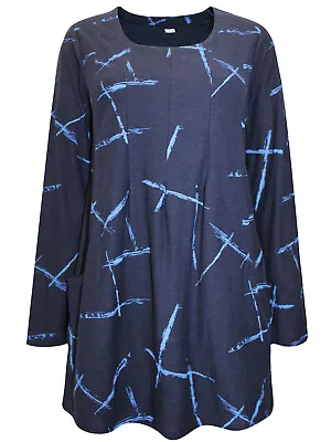 Buy Capri Clothing Tunic Top SCOOP Neck Pockets NAVY ABSTRACT Sizes 10 16 18 20 • 17.95£