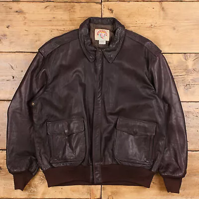 Buy Vintage Safari Outfitters Leather Jacket XL 90s Bomber A2 USA Made Brown Zip • 49.99£