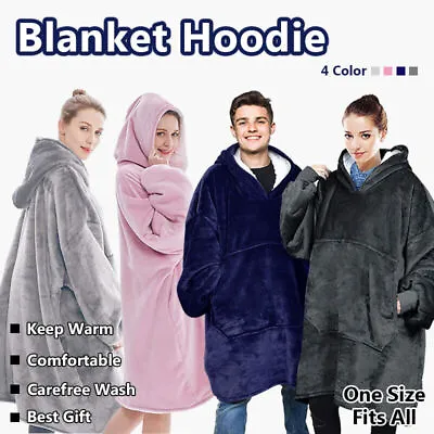 Buy Men Women Warm Oversized Thick Hoodie Blanket Snuggle Soft Sweatshirt In&Outdoor • 10.85£