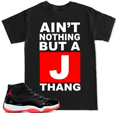 Buy J THANG Red T Shirt To Match With Air Jordan 11 Bred Retro 11 Red Shoes • 18£