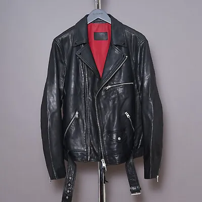 Buy ALL SAINTS Mens KODEY Leather Jacket LARGE Black Biker Celebrity Bomber L • 259.99£