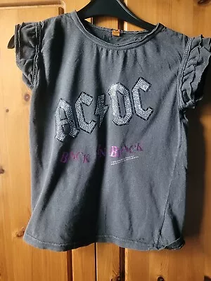 Buy Amplified AC/DC Silver Beaded Logo Tee Size S Approx UK 10 Metal Rock Grunge • 10£