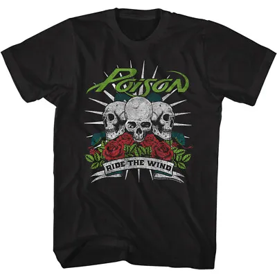 Buy Poison Look Ride The Wind Roses & Skulls Men's T Shirt Rock Band Music Merch • 39.92£
