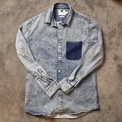 Buy Topman Denim Shirt Jacket Mens Small  Button Up Outdoors Grunge Indie Skater Fit • 8£