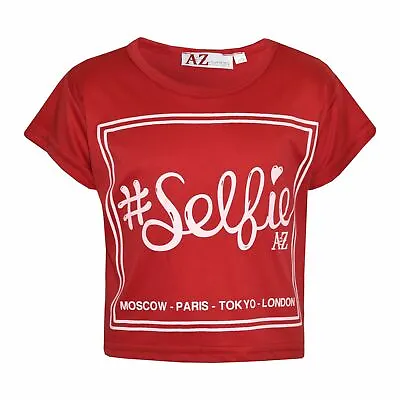 Buy Girls Top Kids #Selfie Print Stylish Fahsion Trendy T Shirt Crop Top 7-13 Years • 5.99£